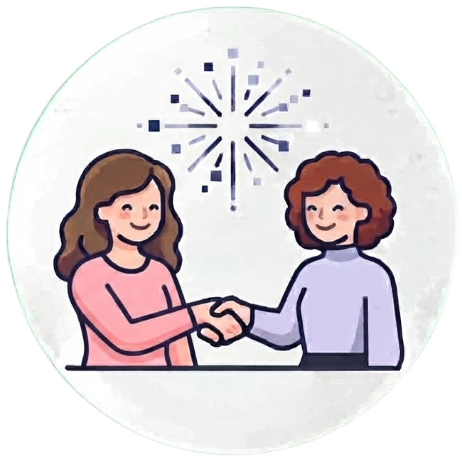 Two women shaking hands